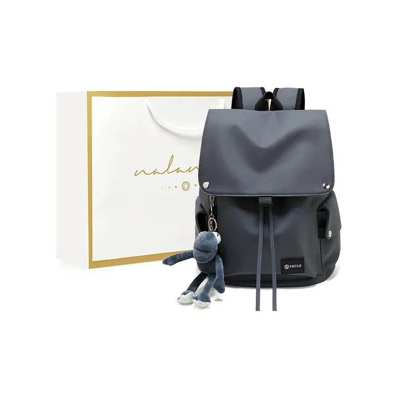 Narandu Fabric Backpack Unisex Gray/Midnight Black/Orange Combo-23