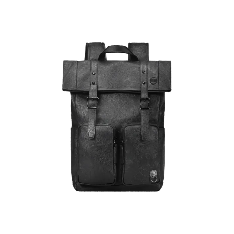 CHUSAN Water Repellent Peanut Pattern PVC Commute Minimalist Style Casual Large Capacity Backpack Regular Unisex Black-1