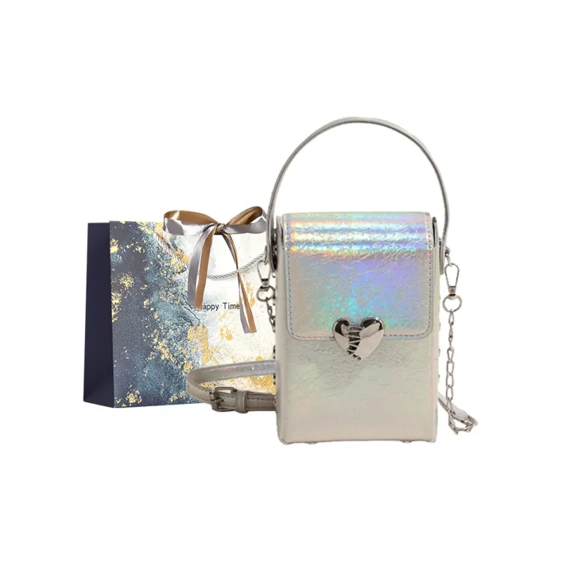 Iman's House PU Handbag, Shoulder Bag Women's Silver/Pearl Silver/Black-5