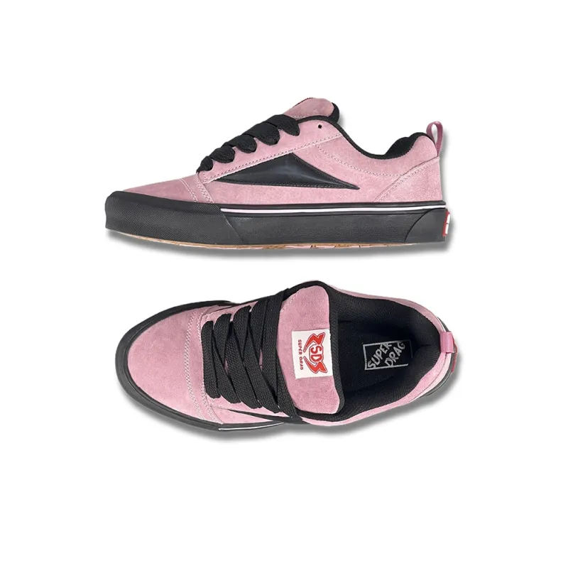 LuzaoT SUPER DRAG Puffy Shoes Anti Slip Wear Resistant Low Top Skateboard Shoes Women's Black Pink-2