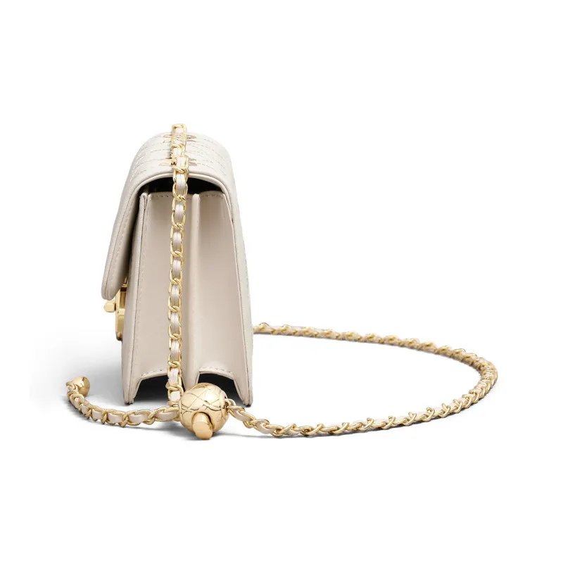 COMELY Cow Leather Small Square Bag, Crossbody Bag, Shoulder Bag Regular Women's Milkshake White-4