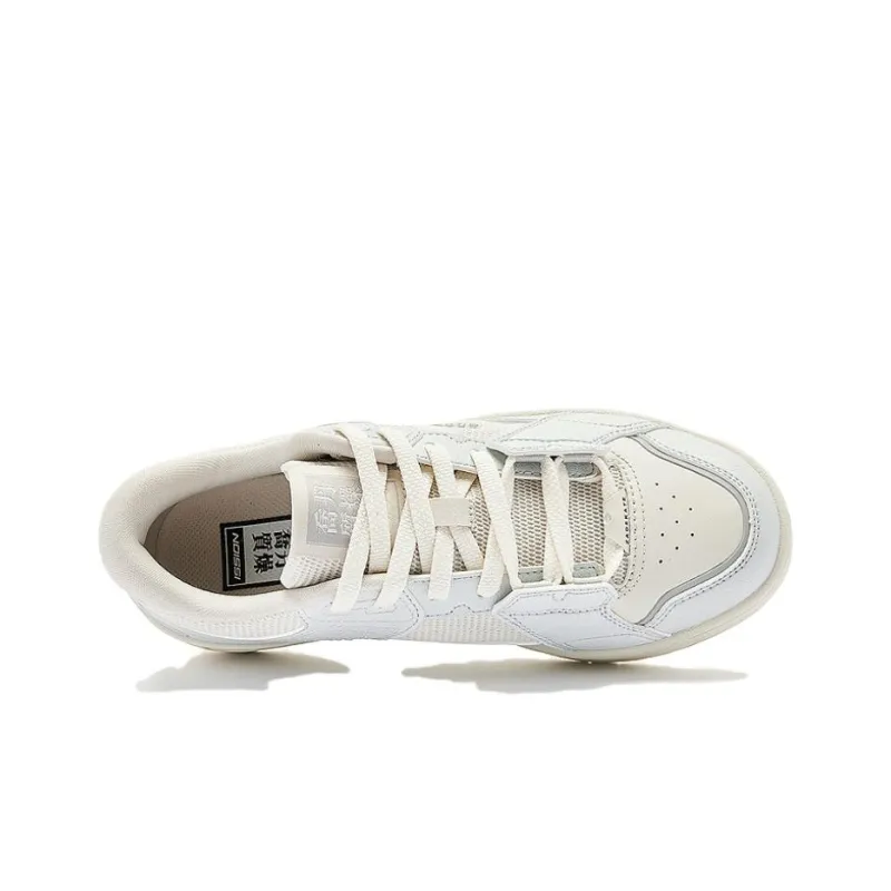 QIAODAN Non-slip Wear-resistant Shock Absorption Low-Top Skateboard Shoes Women's White Gray-3