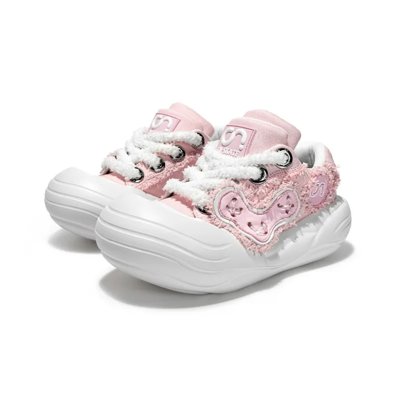 CN Cheese Head Shoes Anti Slip Wear Resistant Breathable Lightweight Height Increasing Low Top Canvas Shoes Unisex Pink-1