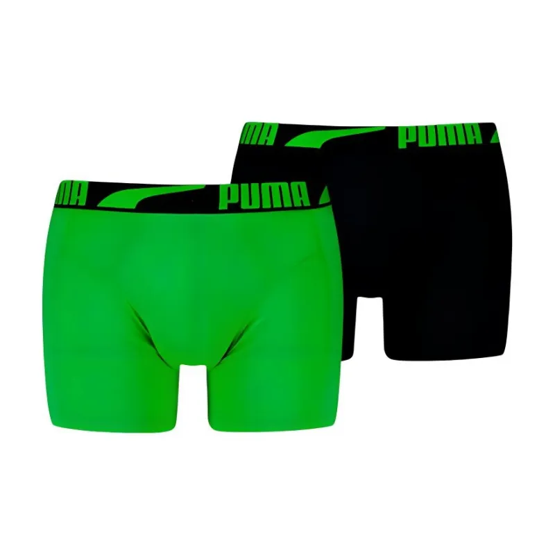 PUMA Men's Boxer Briefs 2 Pack Underpants Men's 2 Pack Green+Black-0