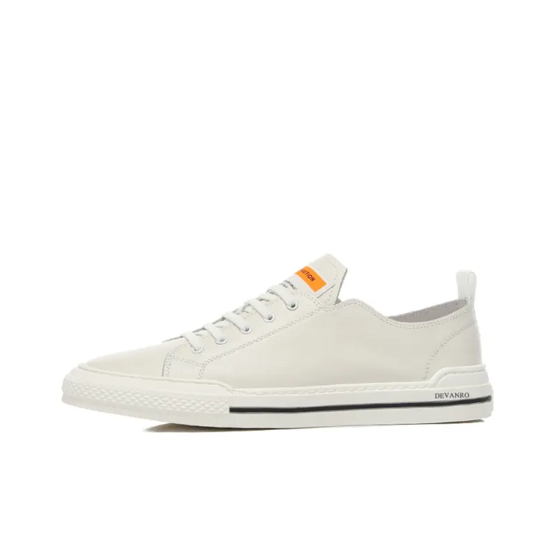 Devanro Anti Slip Wear Resistant Low Top Skateboard Shoes Men's White-1