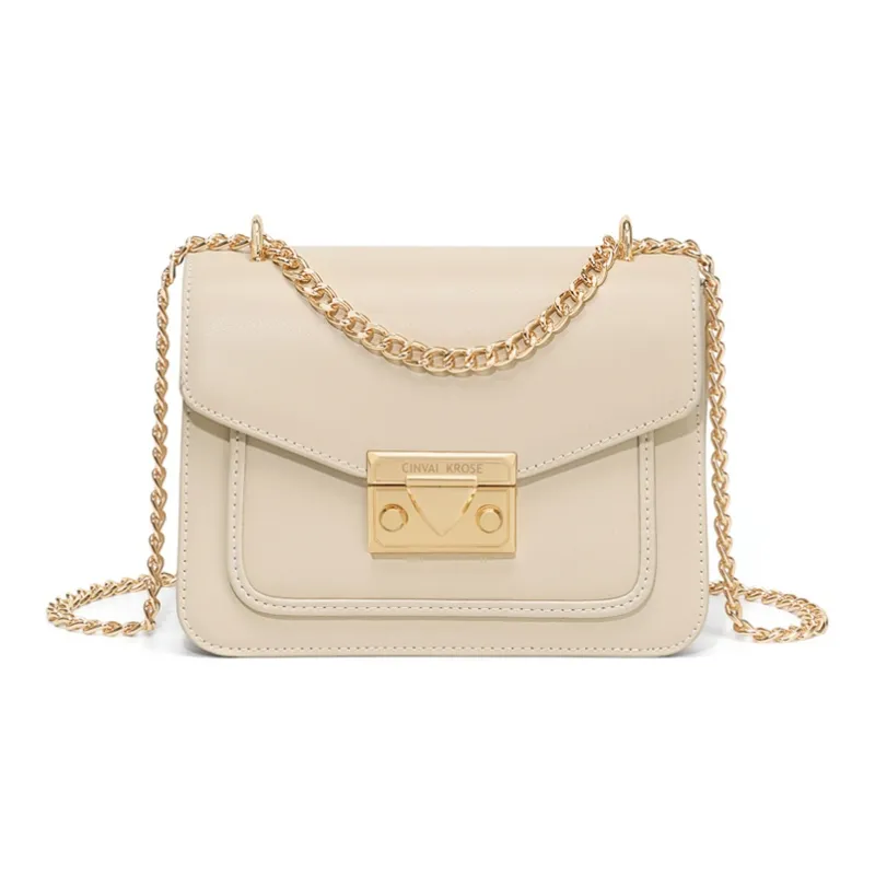 Simvay Clos Cow Leather Patchwork Synthetic Leather Small Square Bag Chain Shoulder Bag Women's-15