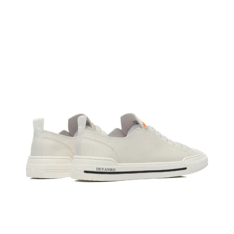 Devanro Anti Slip Wear Resistant Low Top Skateboard Shoes Men's White-4