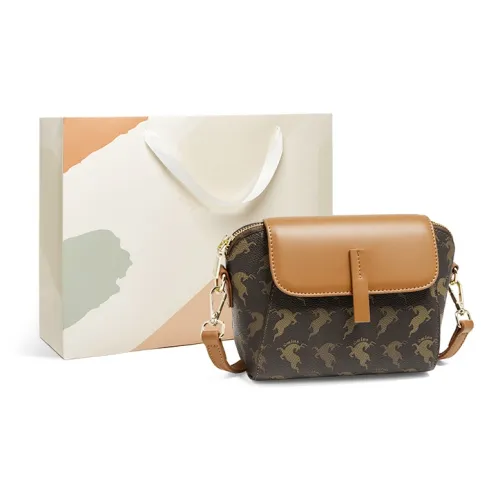 15 MINS PVC Mom Bag Crossbody Bag Shoulder Bag Small Size Women's Coffee/Ecru