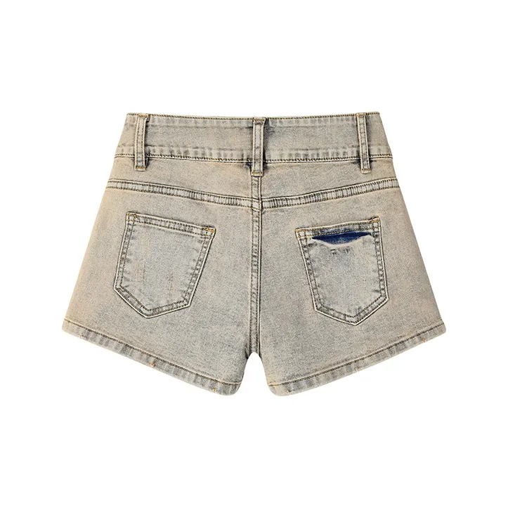 Wen Shan Denim Shorts Women's Yellow Mud-1