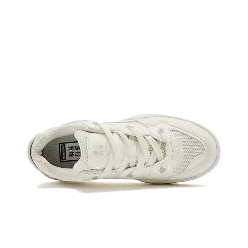 QIAODAN Anti Slip Wear Resistant Low Top Skateboard Shoes Women's White Gray-3