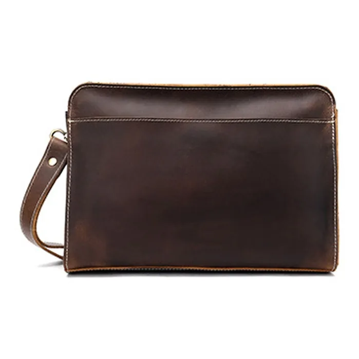 CMLZIUA Cow Leather Clutch Regular Unisex Black/Coffee-6