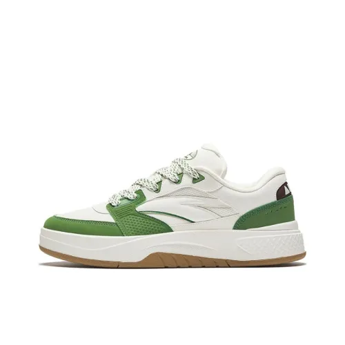 ANTA Skateboard Shoes Women's Low-Top Ivory White/Salt Olive Green