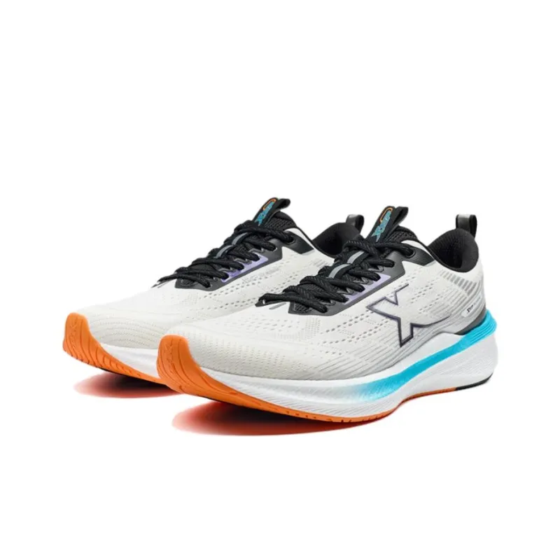 XTEP Cushioning Wear Resistant Low Top Sprint Running Shoes Men's Black White Blue-2