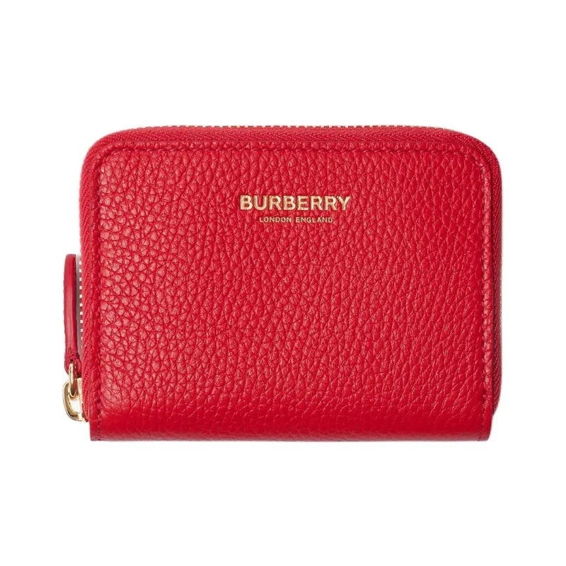 Burberry Grained Cow Leather Wallet Women's Red-0