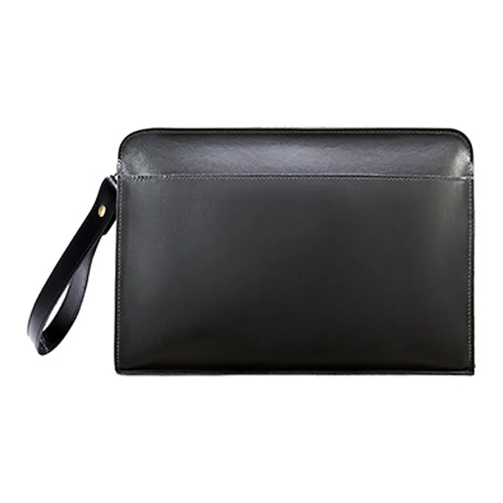 CMLZIUA Cow Leather Clutch Regular Unisex Black/Coffee-1