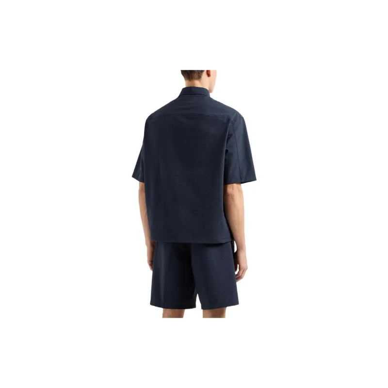 EMPORIO ARMANI Short sleeved Oversized Shirt In Technical Seersucker-1