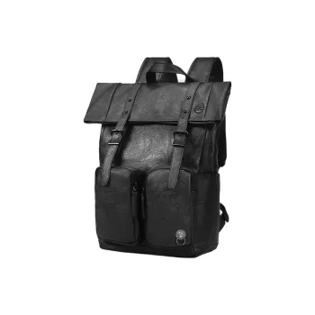 CHUSAN Water Repellent Peanut Pattern PVC Commute Minimalist Style Casual Large Capacity Backpack Regular Unisex Black