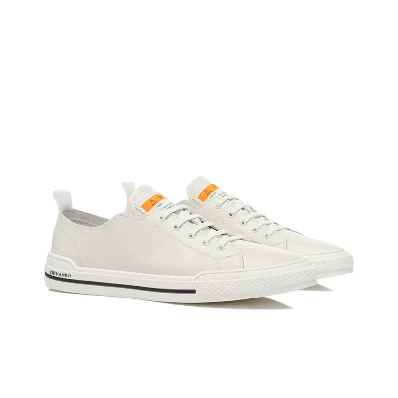 Devanro Anti Slip Wear Resistant Low Top Skateboard Shoes Men's White-3