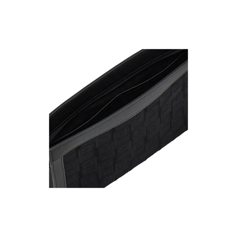 FERRAGAMO Calfskin Textile Clutch Men's Black-3
