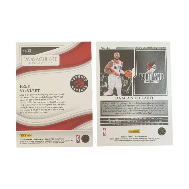 PANINI VanVleet+Lillard Imm Raptors Van Jordan Base 03/49 03/99 Base Player Card Condition Passed Sports Cards 2 Pcs-1