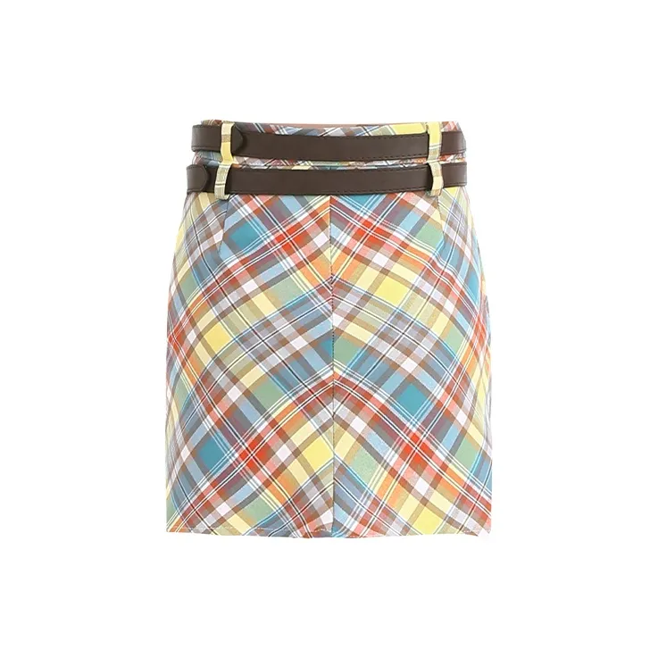 Wen Shan Casual Short Skirts Women's Plaid-1