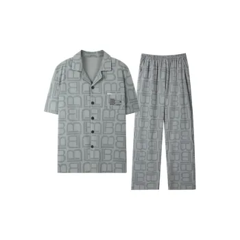 H-YXIANG Pajama Set Men's Gray Green