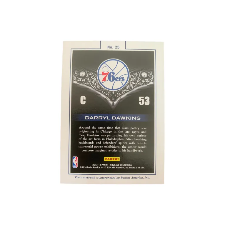 PANINI 2013 14 Panini 76 Persons Darryl Dawkins Signature 199/199 Player Card Product Access Sports Cards 1 Pc-1