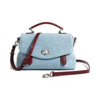 DEERE JACK Top Grain Cow Leather Shoulder Bag Women's Blue