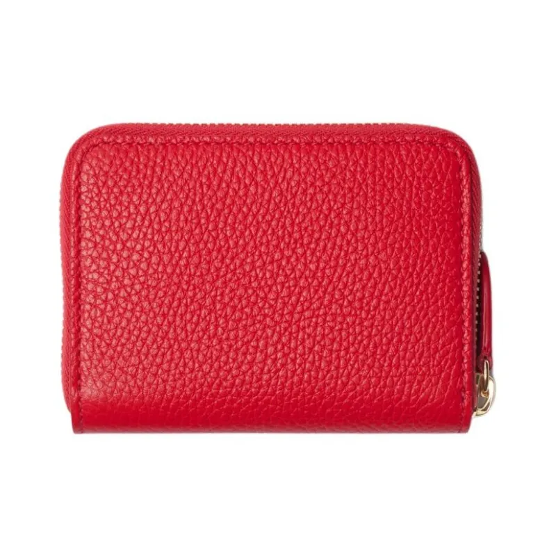 Burberry Grained Cow Leather Wallet Women's Red-1