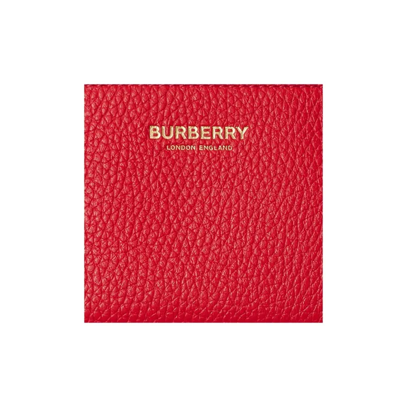 Burberry Grained Cow Leather Wallet Women's Red-2