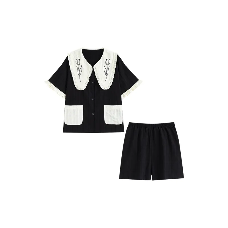 Dream Heart Pajama Set Women's Black-0