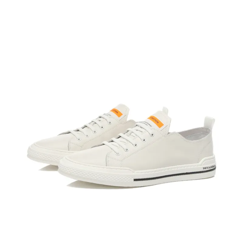 Devanro Anti Slip Wear Resistant Low Top Skateboard Shoes Men's White-2
