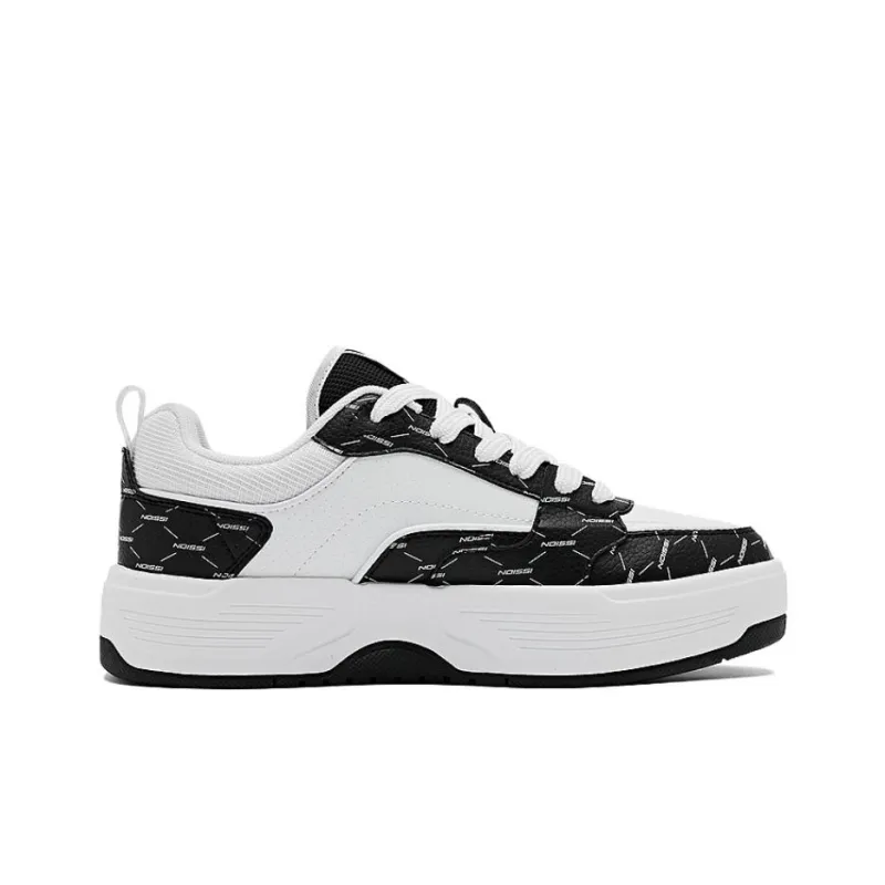 QIAODAN Anti Slip Wear Resistant Low Top Skateboard Shoes Women's Black White-1