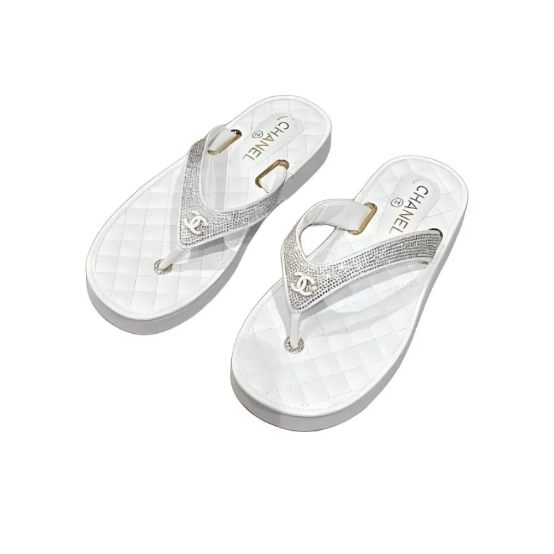 CHANEL Flip Flops Women's White-3