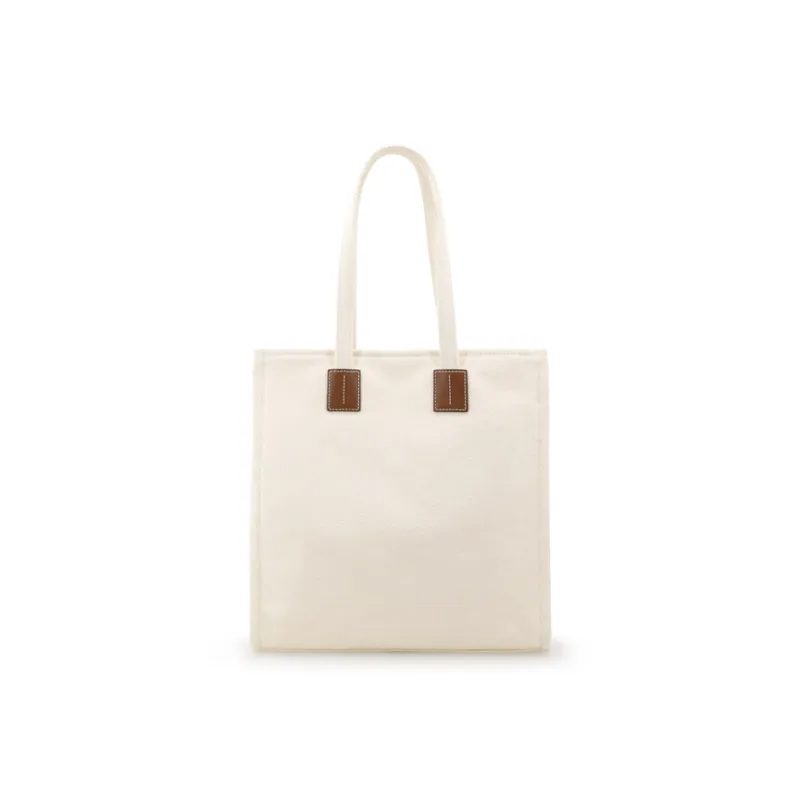BALLY Crystalia Canvas With Calfskin Canvas Bag, Tote Bag, Shopping Bag, Handbag Medium Size Unisex White-5
