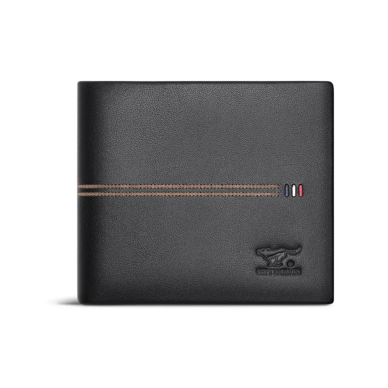 SEPTWOLVES Top Grain Cow Leather Wallet Men's Black-5