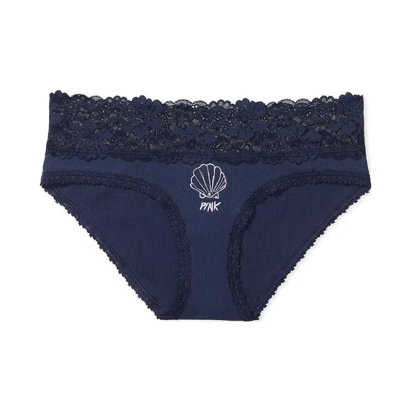 Victoria's Secret PINK WINK LACE-TRIM HIPHUGGER PANTY / MNWSG Underpants Women's 1 Pack Blue-0