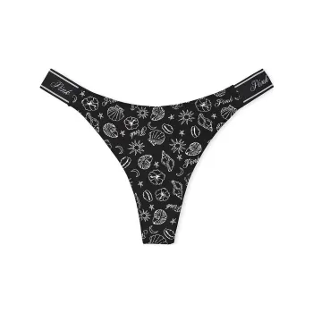 Victoria's Secret PINK LOGO COTTON HIGH-LEG THONG PANTY / CfCPP Underpants Women's 1 Pack Black