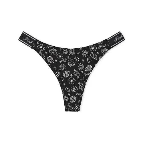 Victoria's Secret PINK LOGO COTTON HIGH-LEG THONG PANTY / CfCPP Underpants Women's 1 Pack Black