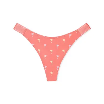 Victoria's Secret PINK LOGO COTTON HIGH-LEG THONG PANTY / Underpants Women's 1 Pack Coral