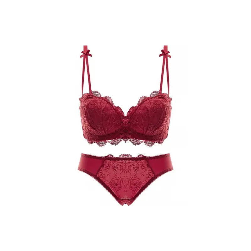 Flowers In Water Underwear Set Women's Burgundy-0