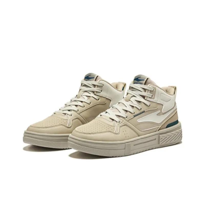 Erke Conquer 3.0 Anti Slip Wear Resistant High Top Skateboard Shoes Men's Brown Beige-2