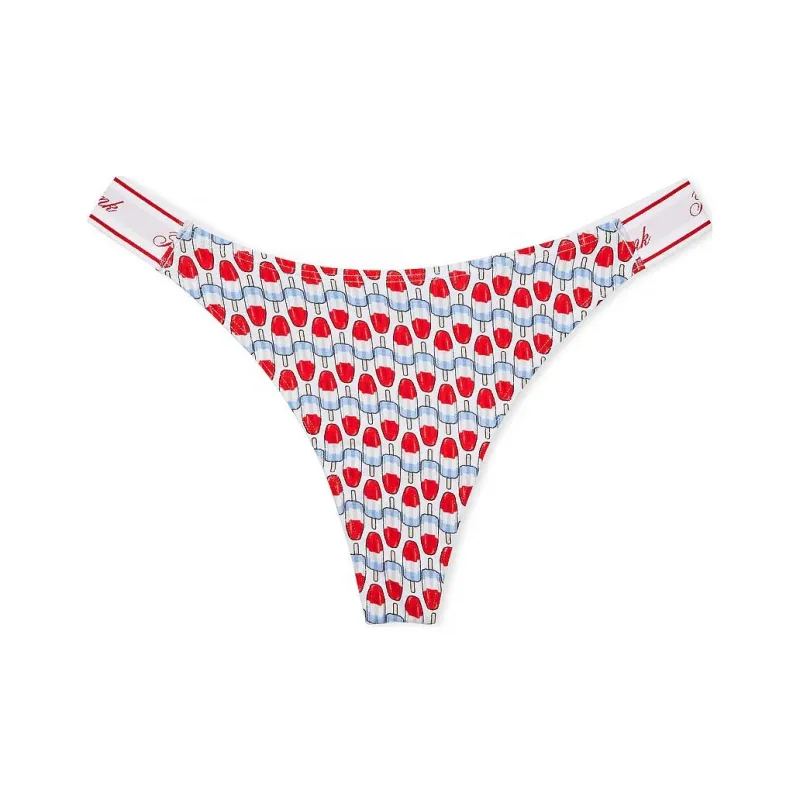 Victoria's Secret PINK LOGO COTTON HIGH-LEG THONG PANTY / OWPP Underpants Women's 1 Pack Optical White-0