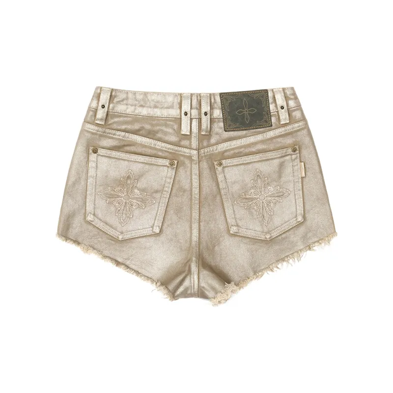 SMFK Denim Shorts Women's Gold-1