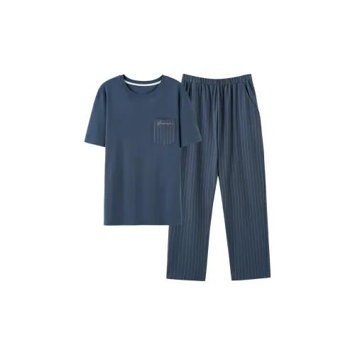 Mulong Family Pajama Set Men's Navy Blue
