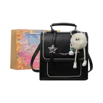 BRINCH PU Backpack Regular Women's Black/Beige/Silver/Pink