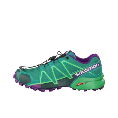 SALOMON Cross Running Shoes Women's Low-Top Emerald Green Sports Passion Purple