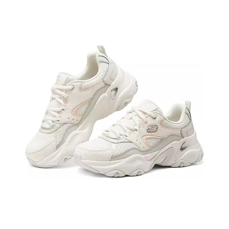 Skechers DLITES Wear-Resistant Support Height Increasing Breathable Low-Top Chunky Sneakers Women's Ecru-1