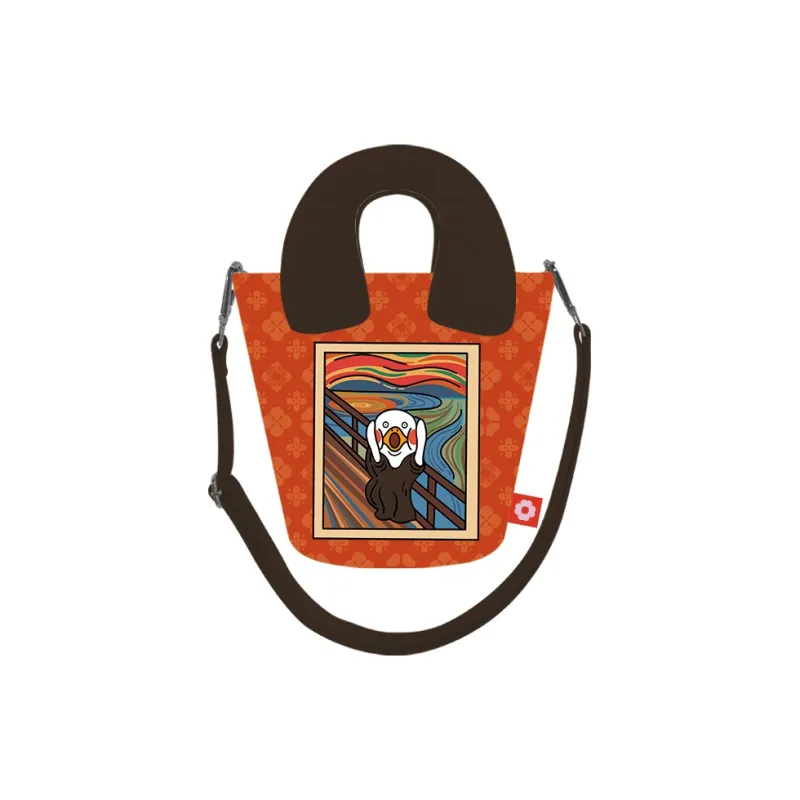 Perfect Styles Fabric Crossbody Bag Medium Size Women's Brown White-0