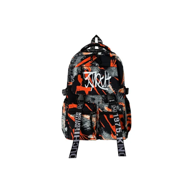 GEERDUN Nylon Backpack Unisex Orange/Black-3